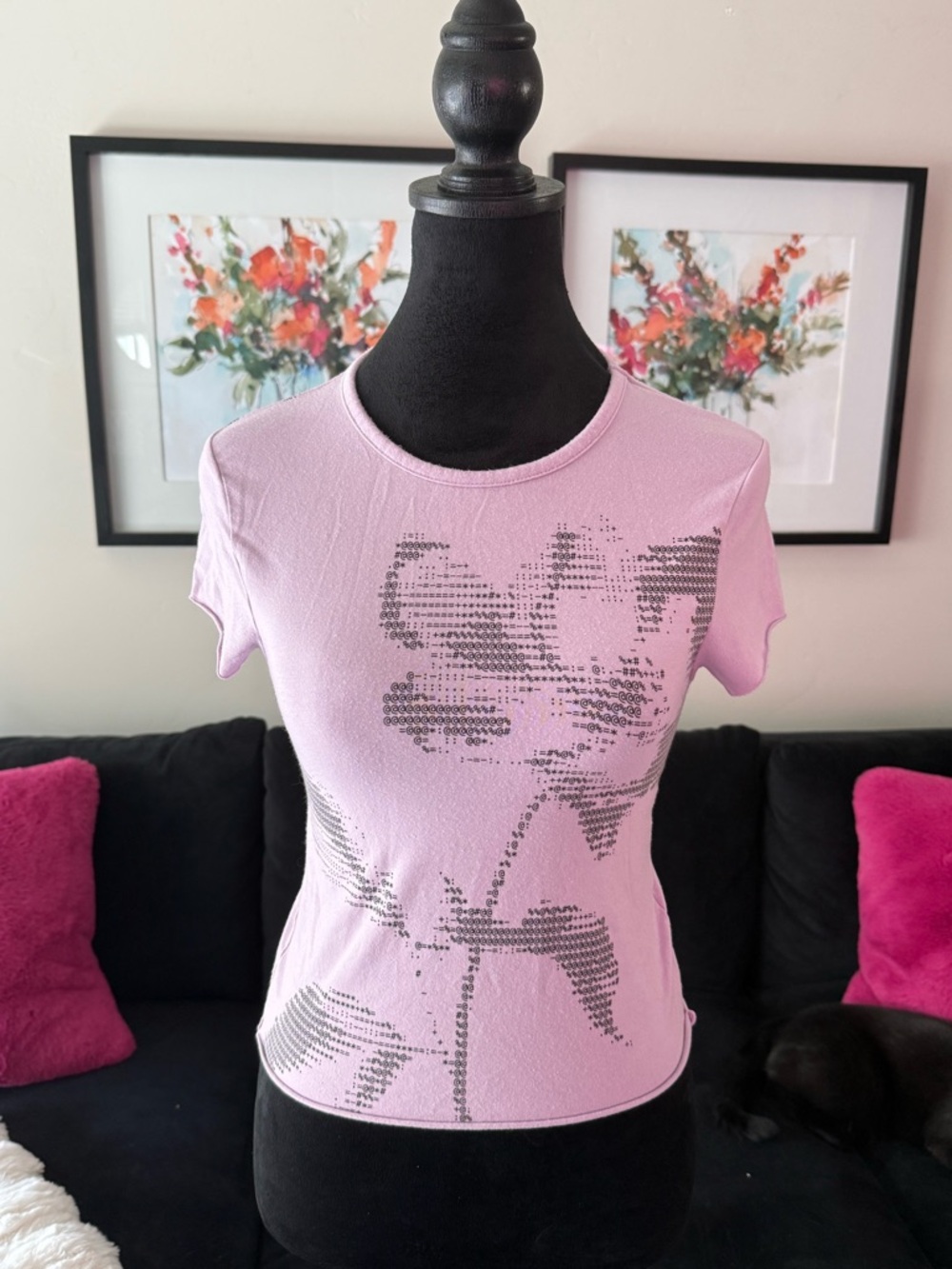 Anthropologie Light Purple Short-Sleeve Tee with Silver Graphic